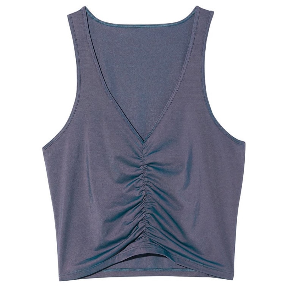 NWOT Victoria’s Secret Iridescent Ruched Tank Top in Dark Moss Green Size Medium